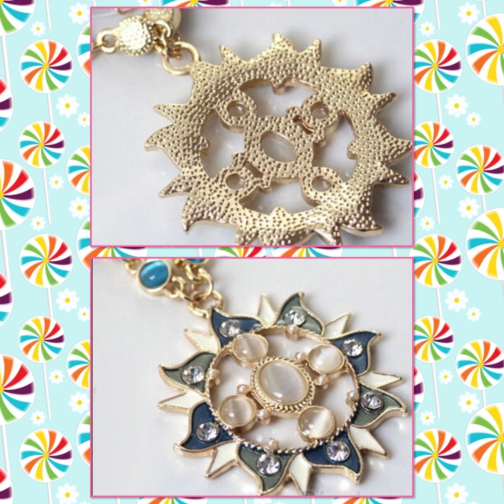 Fashion sun moon crystal long chain necklace - Picture 2 of 3